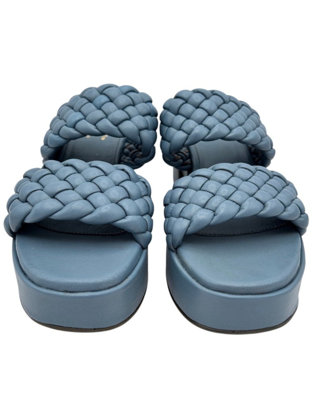 Seychelles Novelty Womens Woven Leather Heel Sandals Blue Size 7.5 NEW